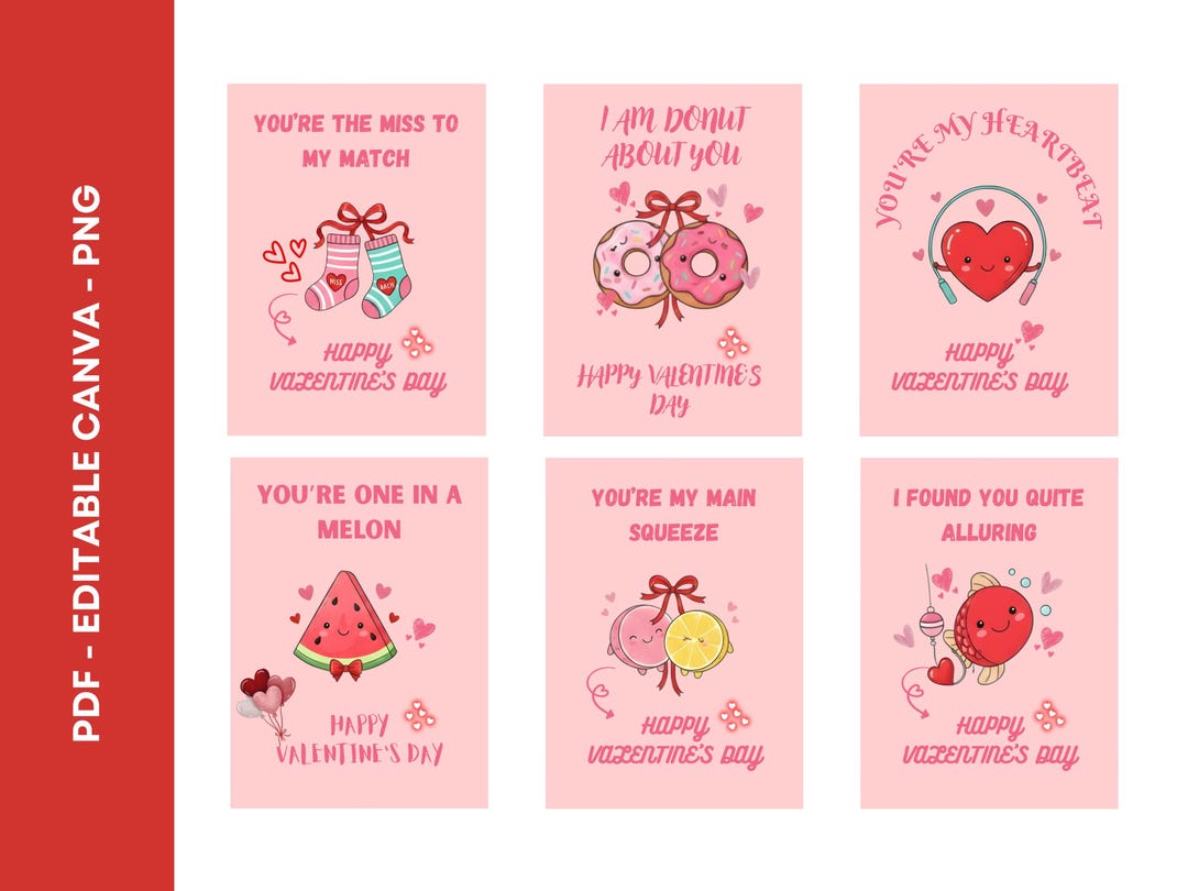 Valentines Day Card | Kids School Valentine Cards, 6 Editable Canva ...