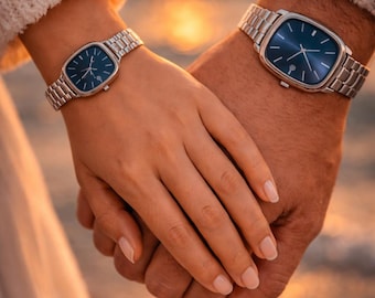 Matching Couple Watch Set, Minimalist Stainless Steel Bracelet Watches, Mother's Day Gift