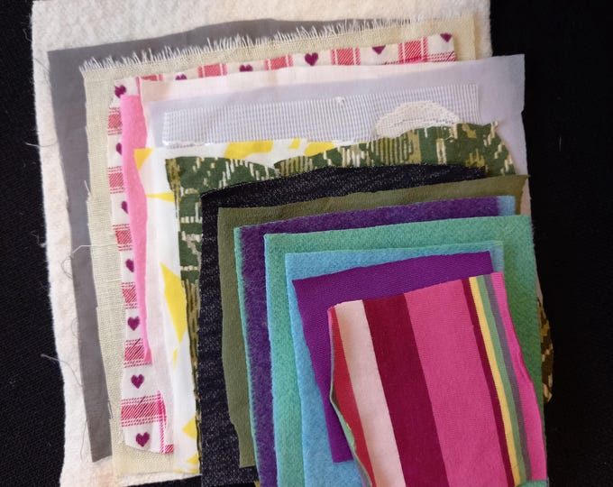 Slow Stitch Fabric Scraps - reclaimed fabric bundle 01