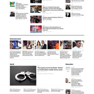 Op de afbeelding: Een screenshot van de Steertv-website met nieuwsartikelen over verschillende onderwerpen. Koppen behandelen politiek, sport en entertainment, waaronder een verhaal over een YouTuber en een forex-oplichting. De site heeft een eenvoudig zwart-wit ontwerp.