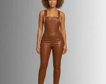 Handmade Genuine Cowhide Leather Women Jumpsuit Slim Fit Festival Outfit Biker Style Bodysuit Romper
