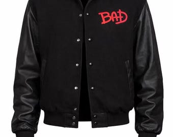 Michael Jackson BAD Tour Embroidered Leather Jacket – Retro 80s Pop Star Concert Cosplay Outfit
