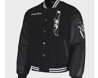 Ghost Face Varsity Jacket: Handmade Wool & Leather Horror Bomber