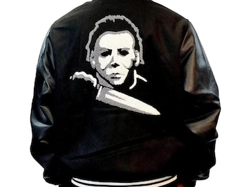 Michael Myers Varsity Jacket: Wool & Leather Halloween Costume, Horror Movie Coat