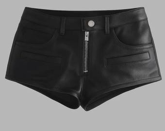 Handmade Leather Mini Shorts – Six Pocket Party Wear