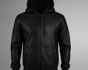 Handmade Leather Hooded Motorcycle Jacket: Red or Black Genuine Leather