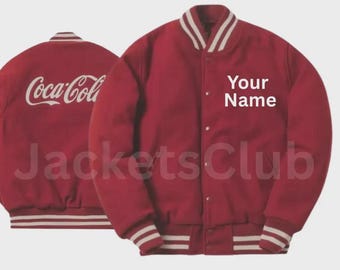 Handmade Coca Cola Wool Bomber Jacket: Vintage Varsity Style, Customizable