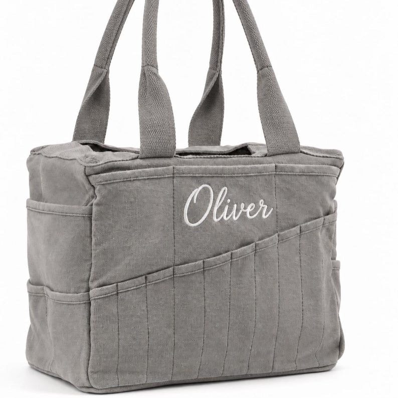 Personalized Canvas Art Supply Organizer Bag, Multi Pocket Embroidered ...