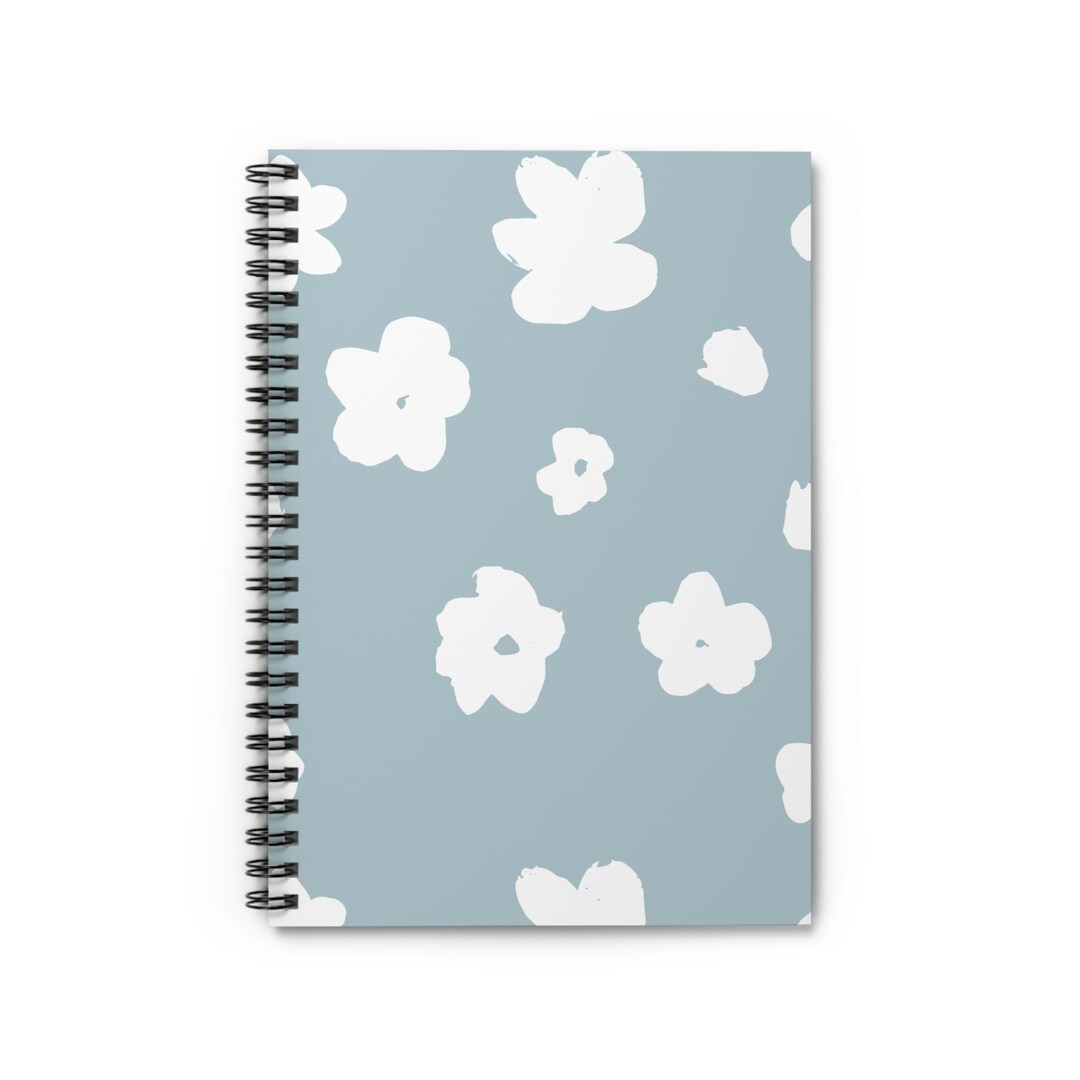 White Floral Doodles Spiral Notebook | Ruled Lined Journal - Etsy