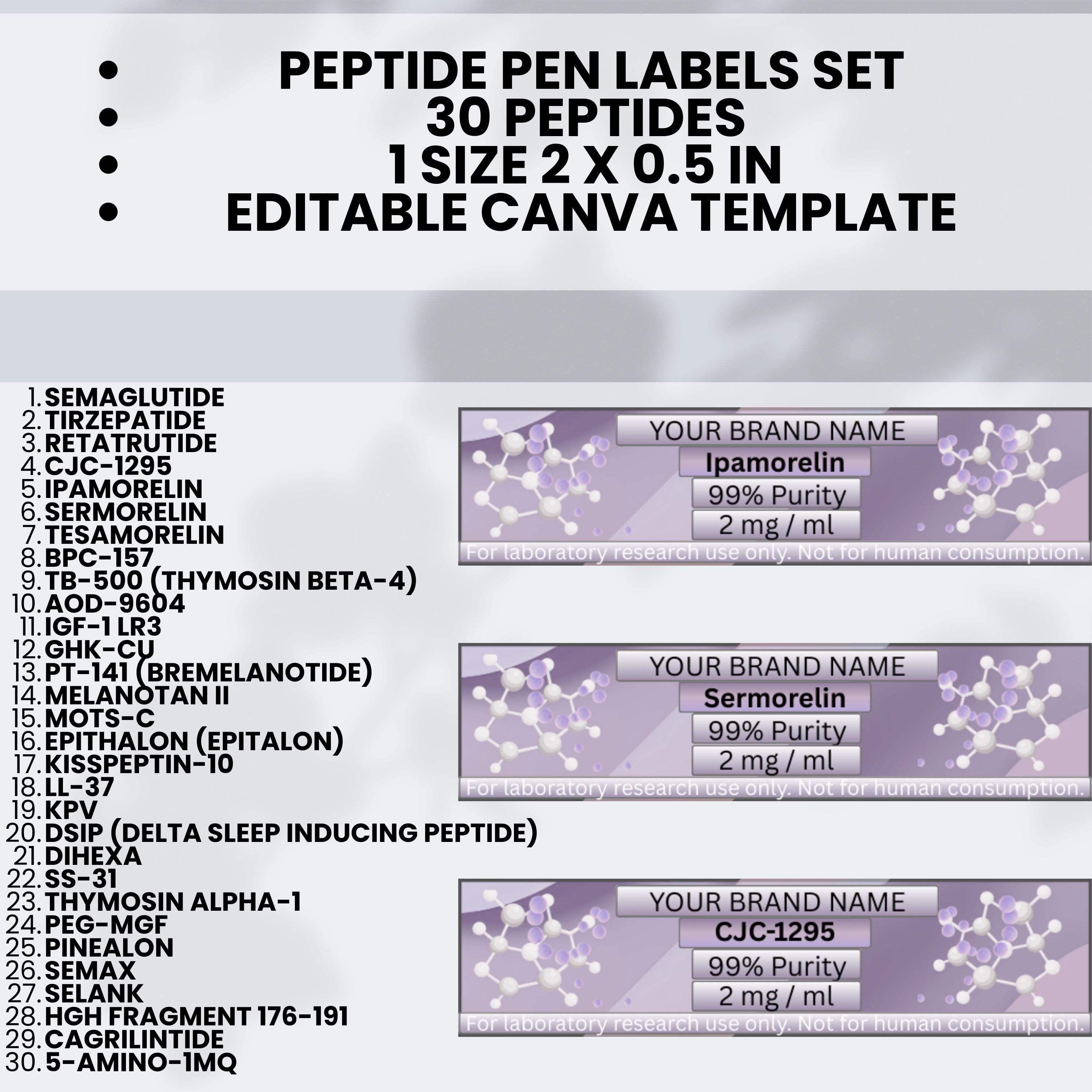 Peptide Pen Labels, Editable Canva Template (digital Download) - Etsy