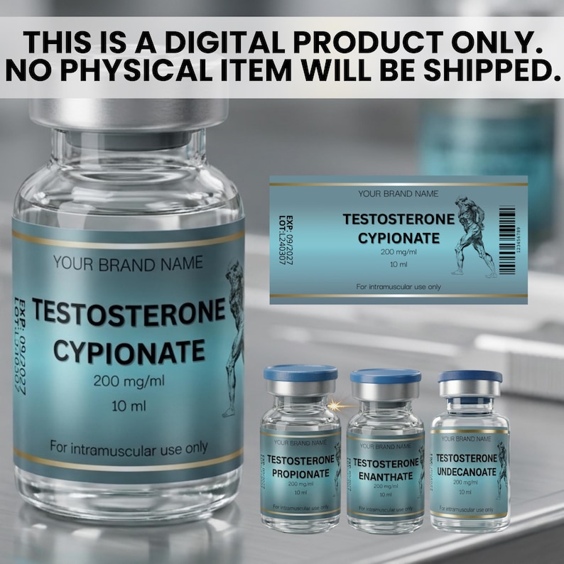 Testosterone Labels Testosterone Label Template, TRT Label, Editable Canva Vial Labels ...