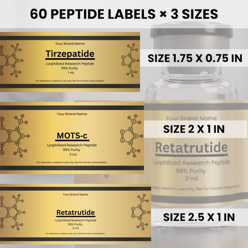Vial Label Examples Peptide Labels Canva Template, Vial Label Template, Printable Peptide ...