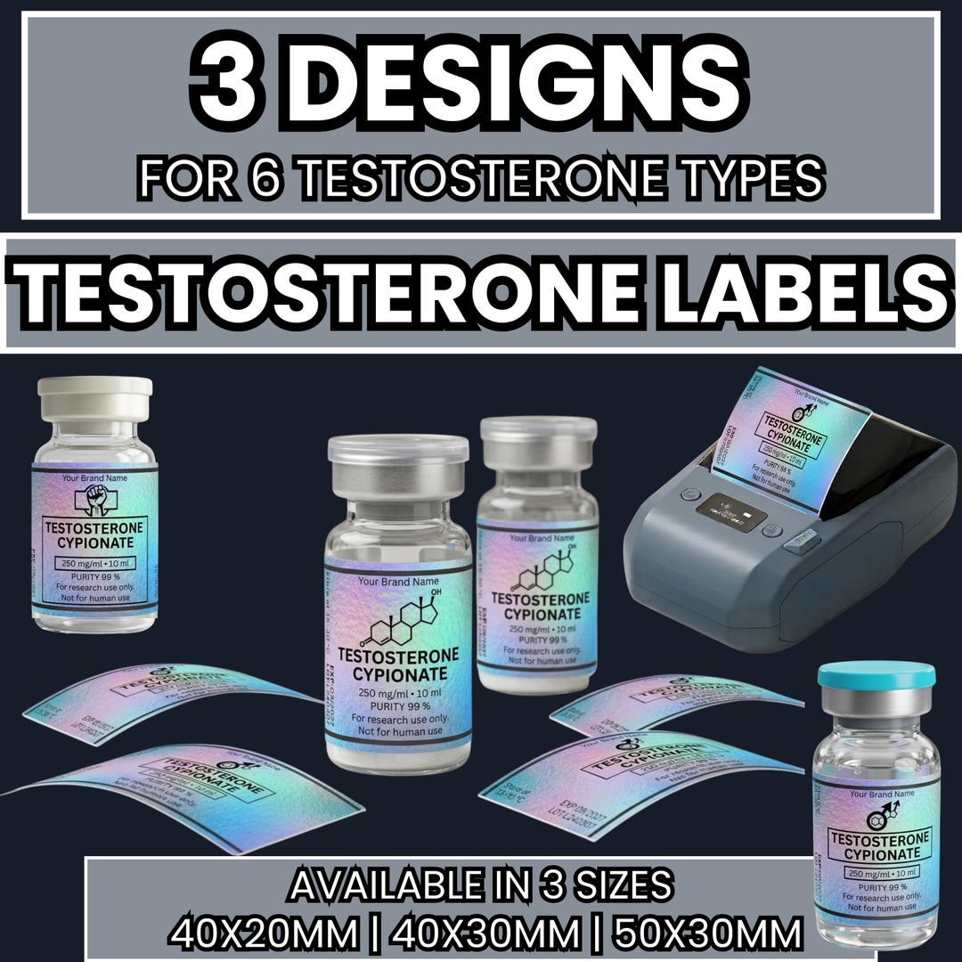 Testosterone Labels 54 Testosterone Label Templates, Vial Label Bundle, Cypionate Enanthate ...