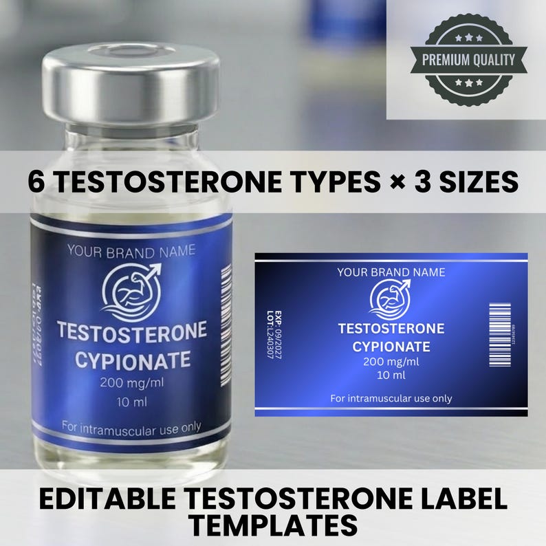 Testosterone Labels Testosterone Labels, TRT Vial Label, Editable Canva Template, Printable ...