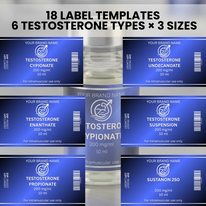 Testosterone Labels Testosterone Labels, TRT Vial Label, Editable Canva Template, Printable ...