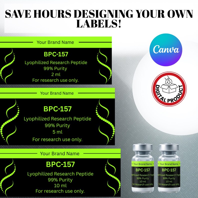 Peptide Label | Peptide Labels | Vial Label Template| Peptide Sticker ...