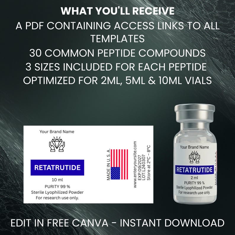 Peptide Label Template Bundle, 30 Designs in 3 Sizes (40x20, 40x30 ...
