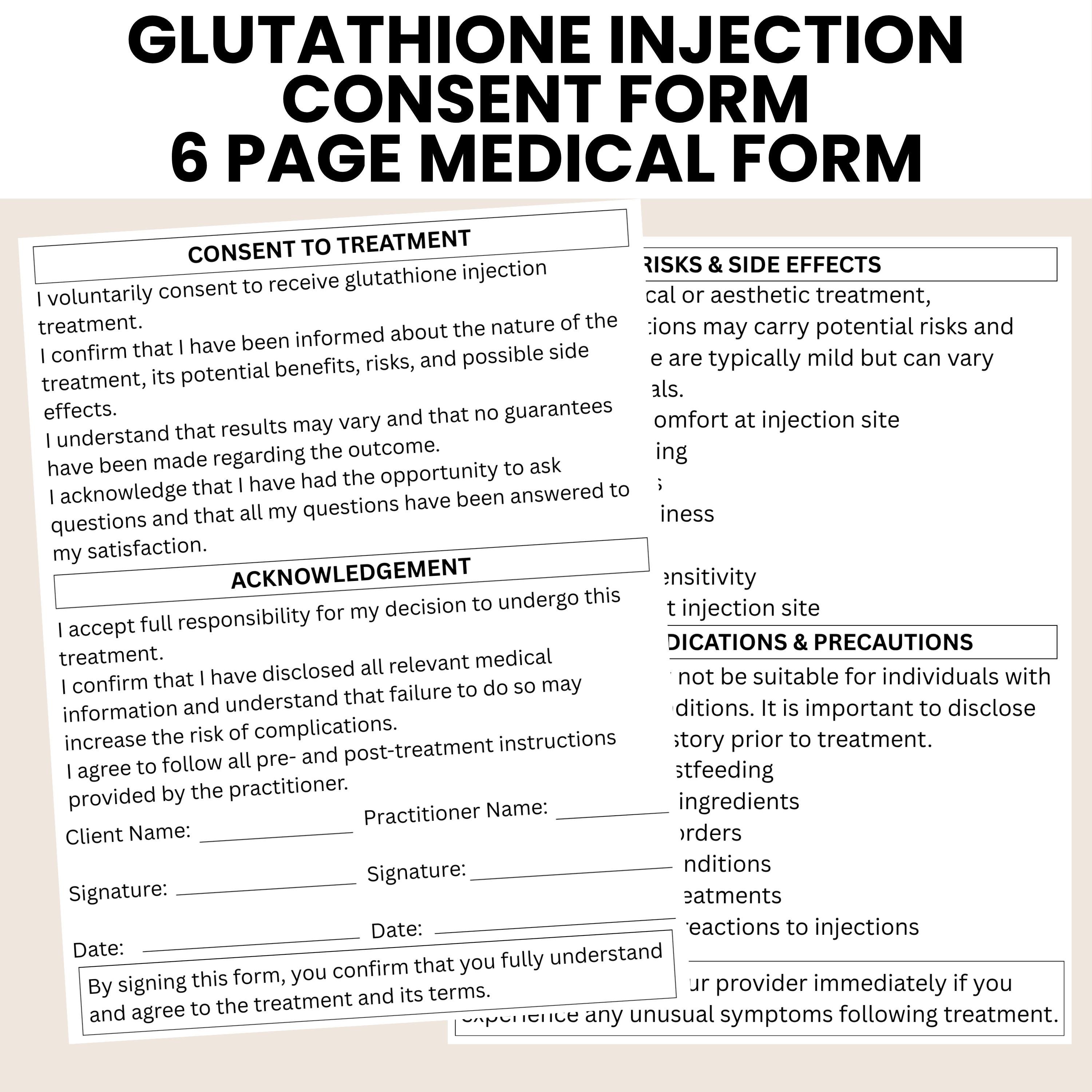 glutathione injection consent form Toestemmingsformulier voor glutathioninjectie | Intakeformulier voor medische spa | Bewerkbare Canva-sjabloon | Document voor wellnesskliniek Size:25K Gallon Cartridge Bpc-157 20mg Injection at كريم تفتيح الباهت