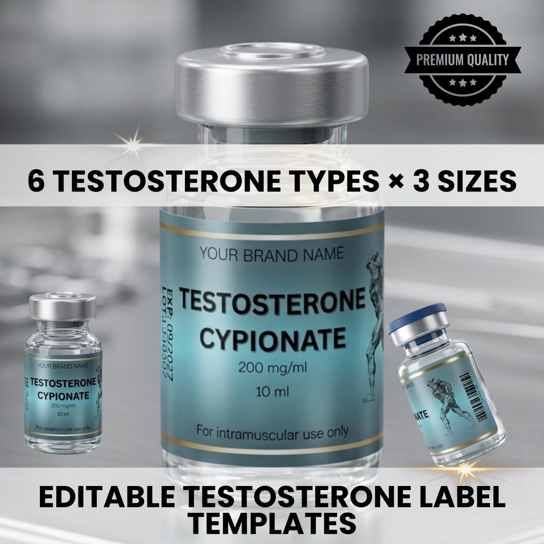 Testosterone Labels Testosterone Label Template, TRT Label, Editable Canva Vial Labels ...