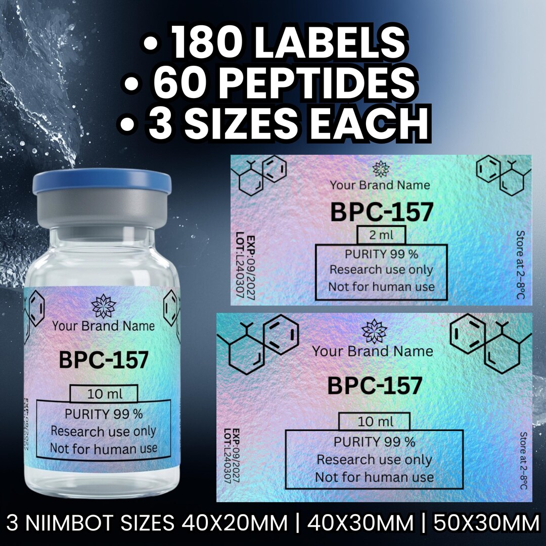 Peptide Label Template, Niimbot Labels, Vial Sticker Template, Editable ...