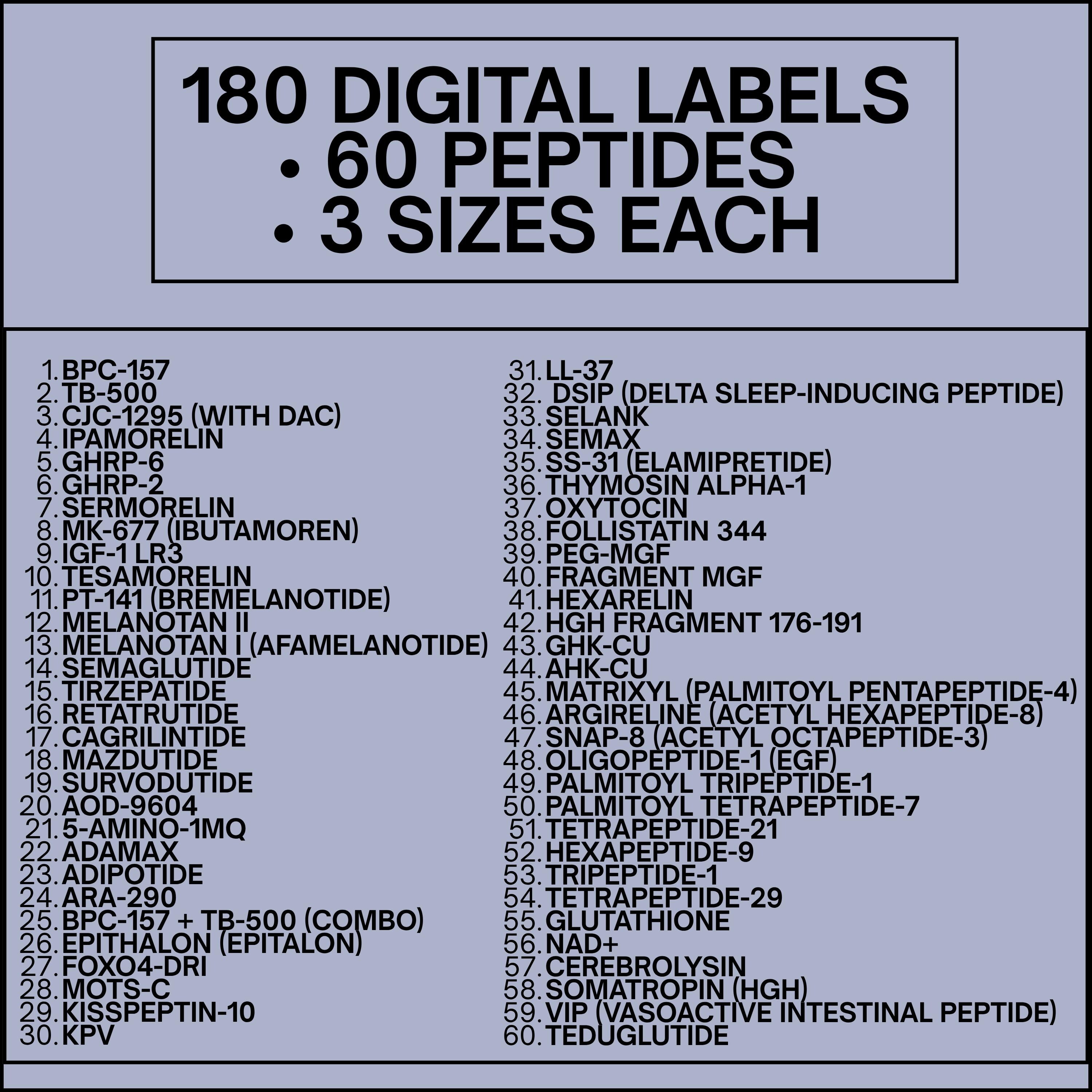 Peptide Labels | Peptide Vial Labels | Vial Stickers | Research Labels | Niimbot Labels | Phomemo Labels | Digital Download