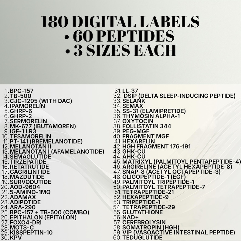 Peptide Labels , Vial Label Template ,peptide Label,lab Bottle Label ...