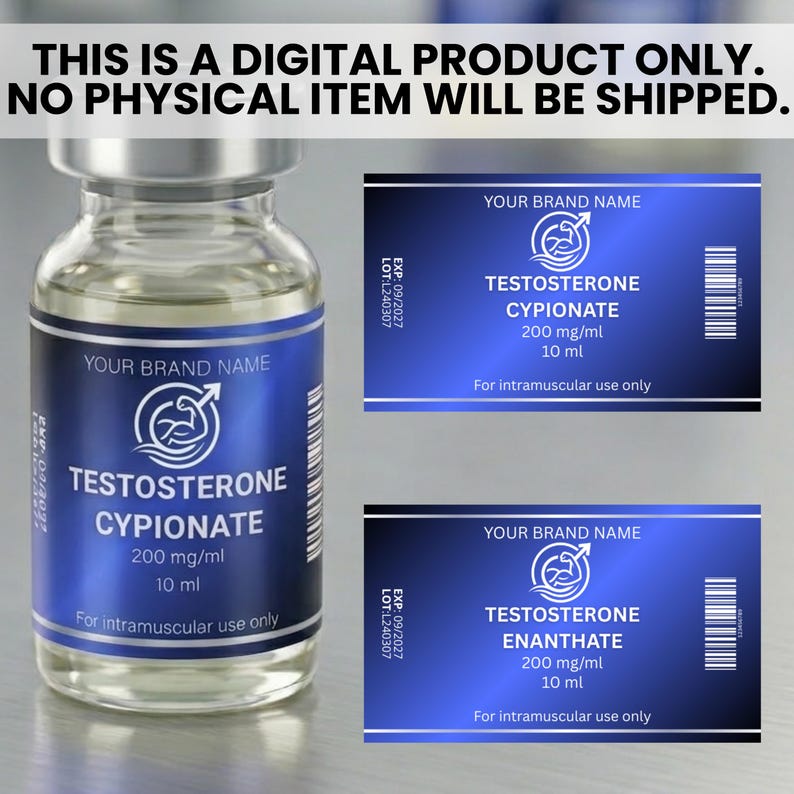 Testosterone Labels Testosterone Labels, TRT Vial Label, Editable Canva Template, Printable ...