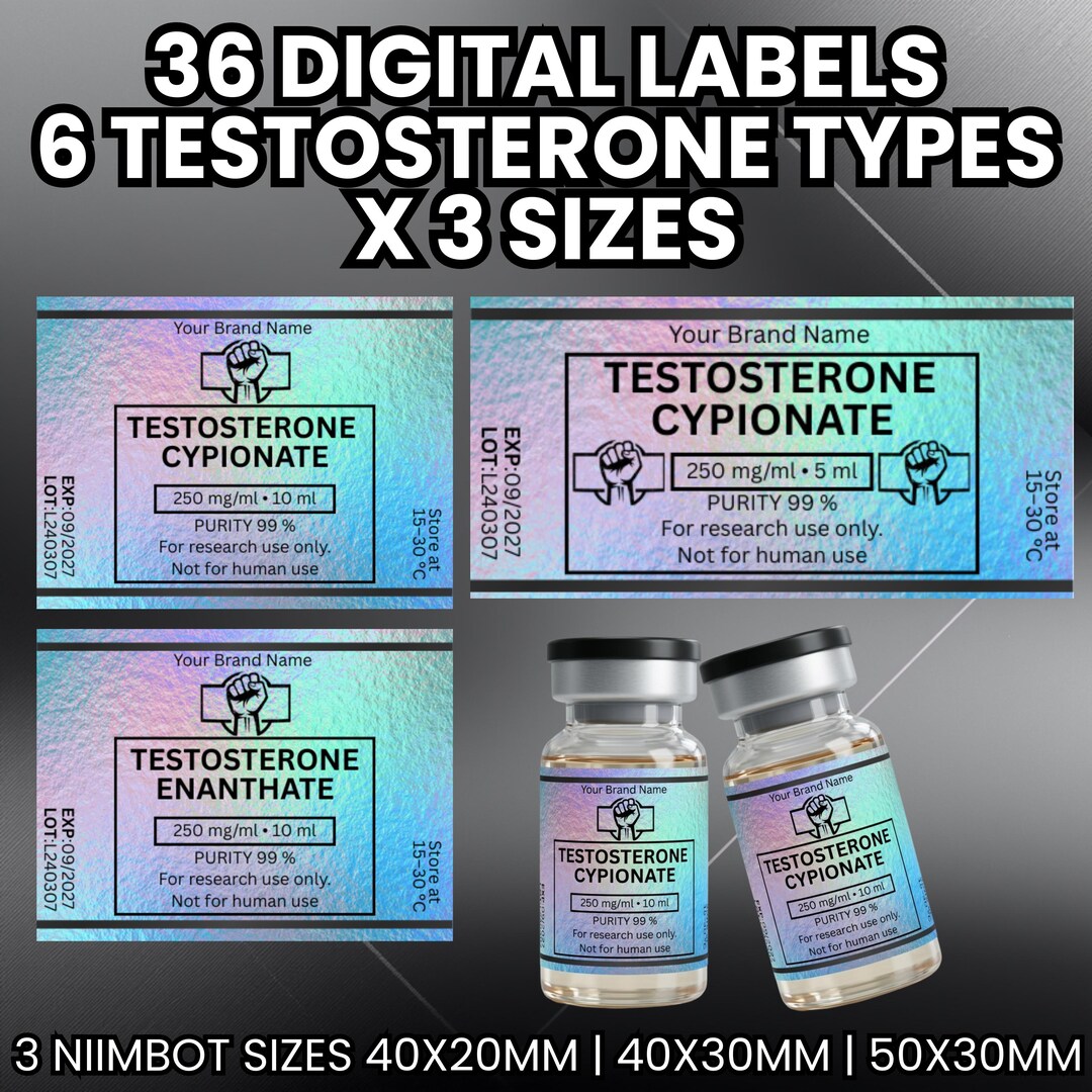 Testosterone Labels Testosteron Label Template Bundle, TRT Canva Labels für NIIMBOT ...