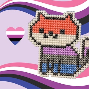 Gender Fluid Cat, Pride Pin, Gender Fluid Flag