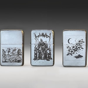 Briquet à gaz vintage en argent. Briquet dans un étui en
