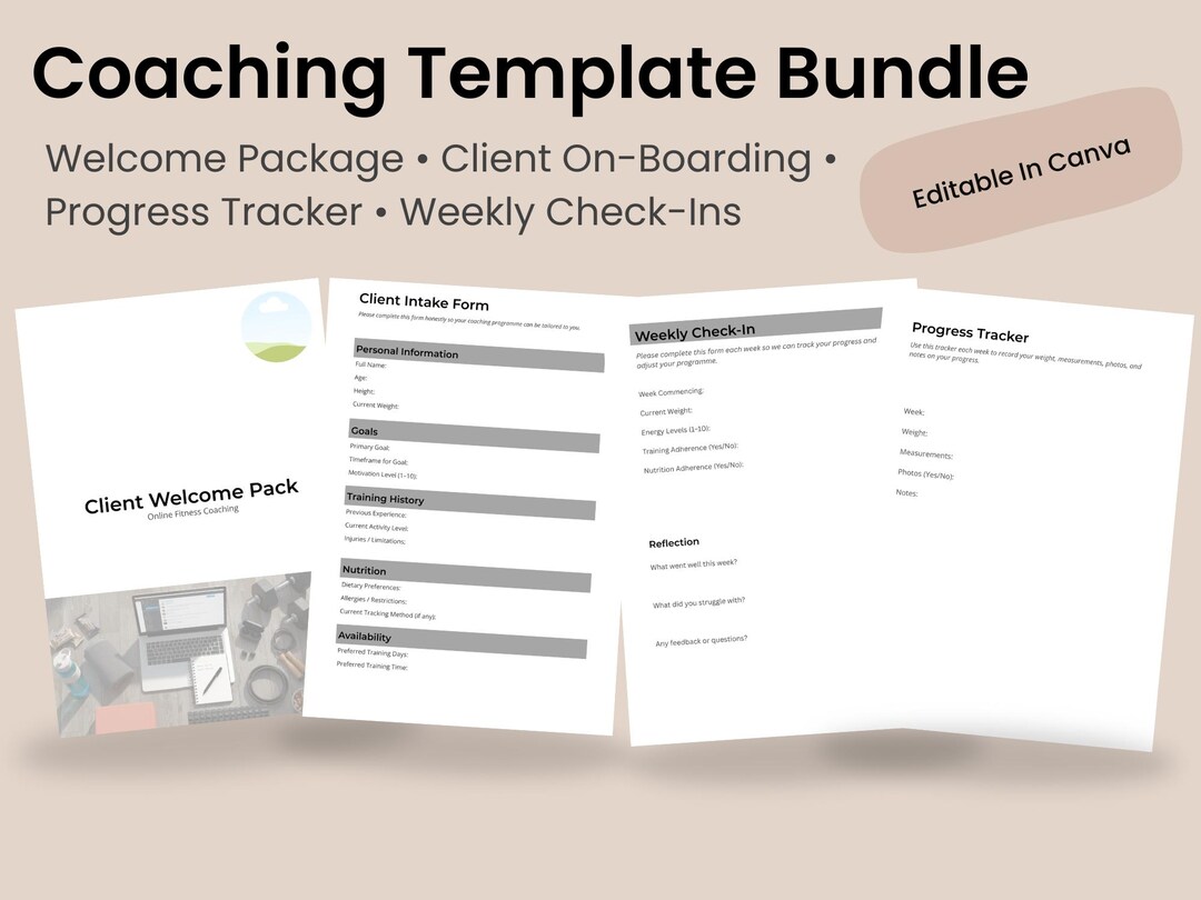 Canva Coaching Template Bundle | Client Onboarding, Trackers (digital ...