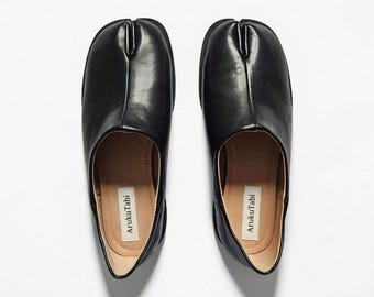 Zapatos Tabi de cuero, mocasines con punta dividida, estilo japonés, Mary Janes, planos retro hechos a mano, zapatos Oxford unisex.