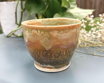 Handmade Green Ceramic Latte Bowl – Wheel Thrown Matcha Tea Cup