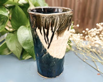 Handmade Ceramic Tumbler Cup, Artisan Coffee Tea Cup, Unique Pottery Gift