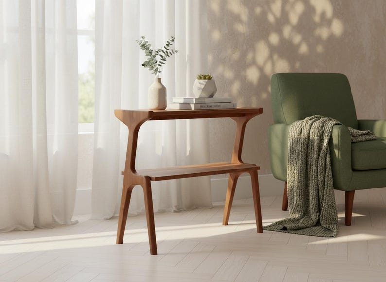 Slim bedside nightstand for small space bedroom
