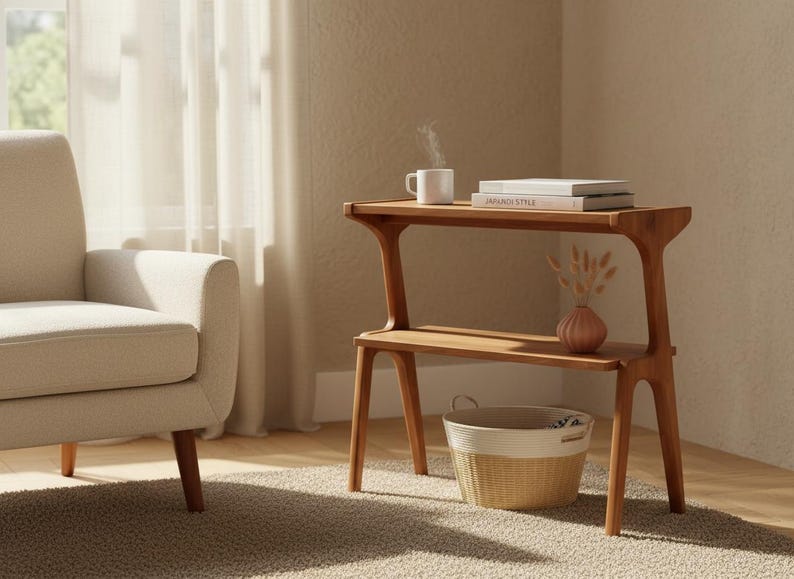 Slim bedside nightstand for small space bedroom