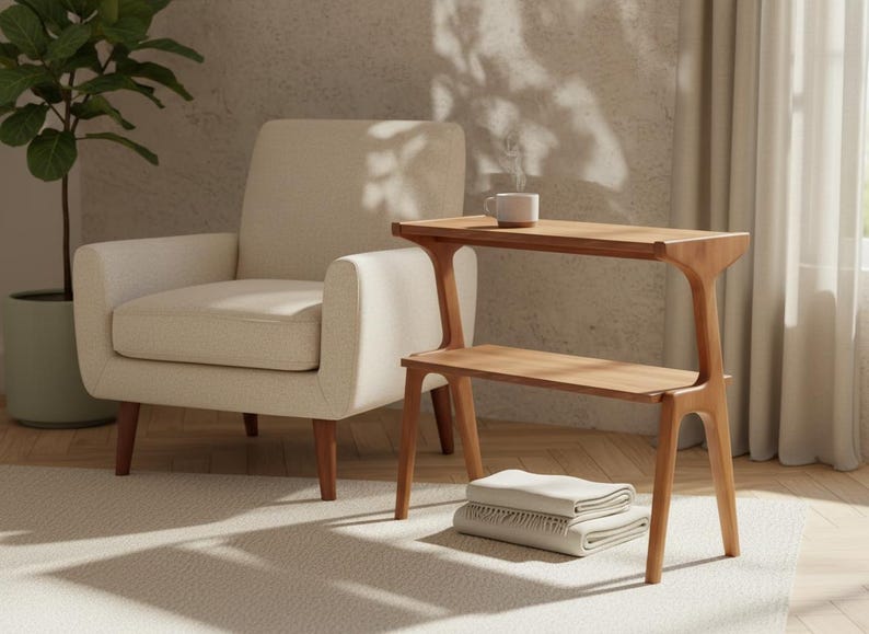 Farmhouse accent table used in home office