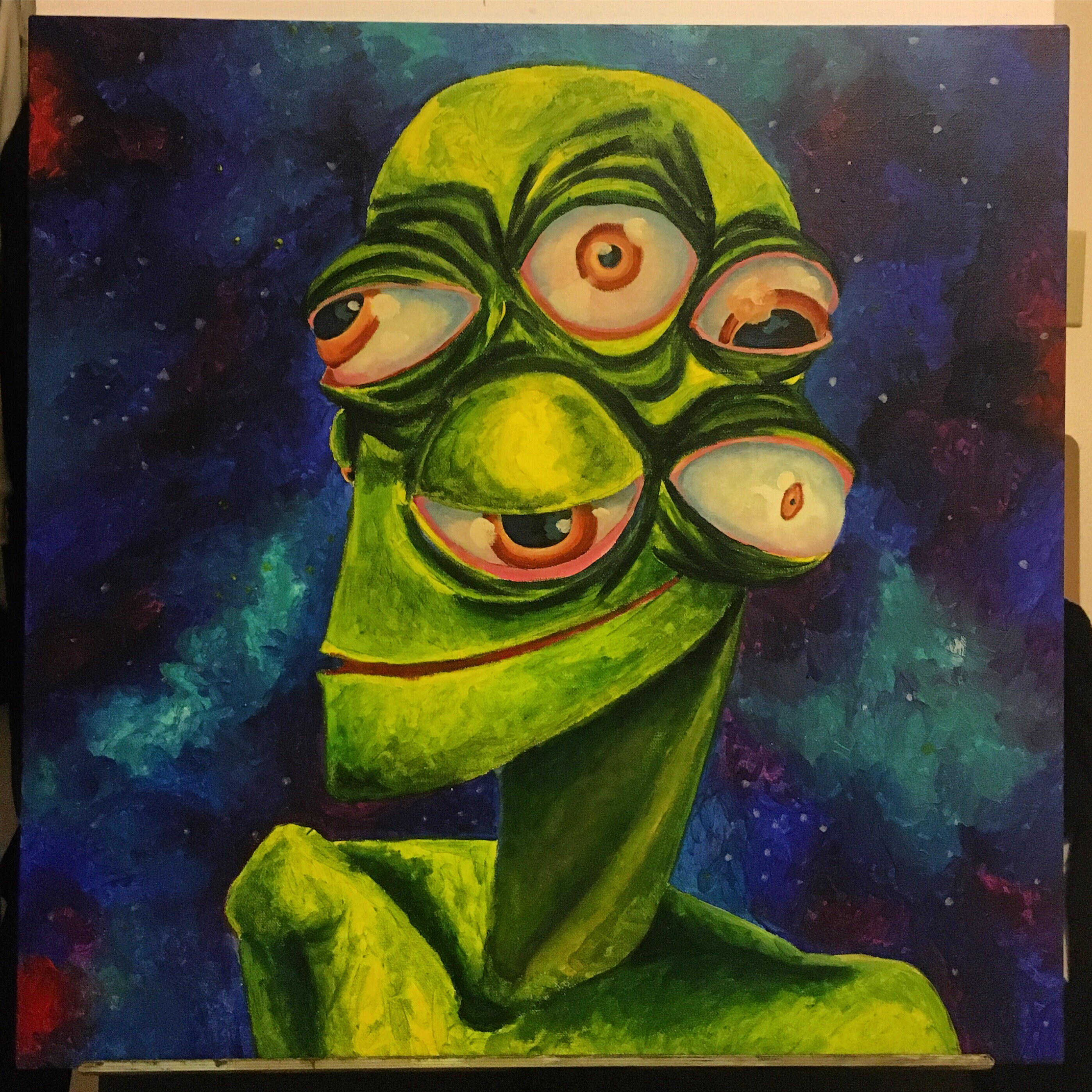 Acrylic Paint of Multi Eyed Alien With Space Background - Etsy