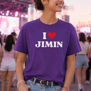 I Herz Jimin Unisex T-Shirt | Normale Passform | Großer Druck