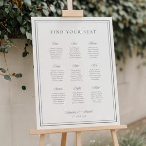 Minimalist Wedding Seating Chart Template | Printable Seating Plan Sign | Find Your Seat