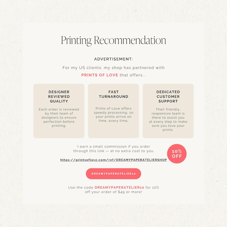 Printing Recommendation Prints of Love