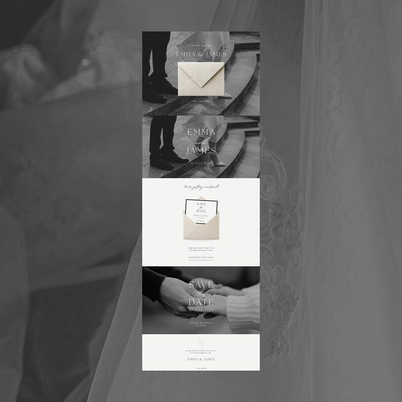 Full overview of classic save the date wedding website