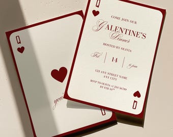 Galentines Day Invitation Editable | Playing Card Galentines Girls Night Party Invite | Printable + Animated Evite