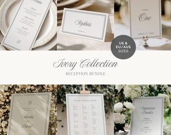 IVORY Wedding Reception Sign Bundle Template | Editable Minimalist Wedding Signage Set