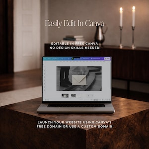 Editable Canva save the date website template showing easy text and photo customization