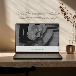 Luxury digital save the date website as an alternative to paper invitations with timeless style
