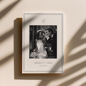 Minimalist Wedding Thank You Card Template with Photo, front design