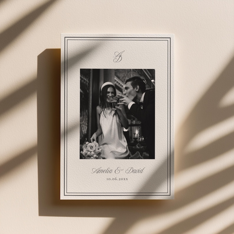 Minimalist Wedding Thank You Card Template with Photo, front design