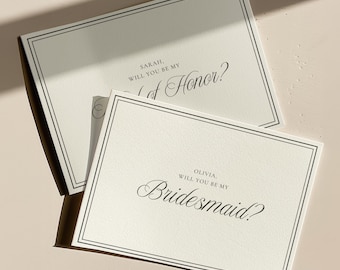 Bridesmaid And Maid of Honor Proposal Card Template | Elegant Will You Be My Bridesmaid