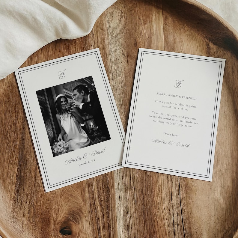 Printable Wedding Thank You Note for newlyweds, add your own wedding photo and thank you text
